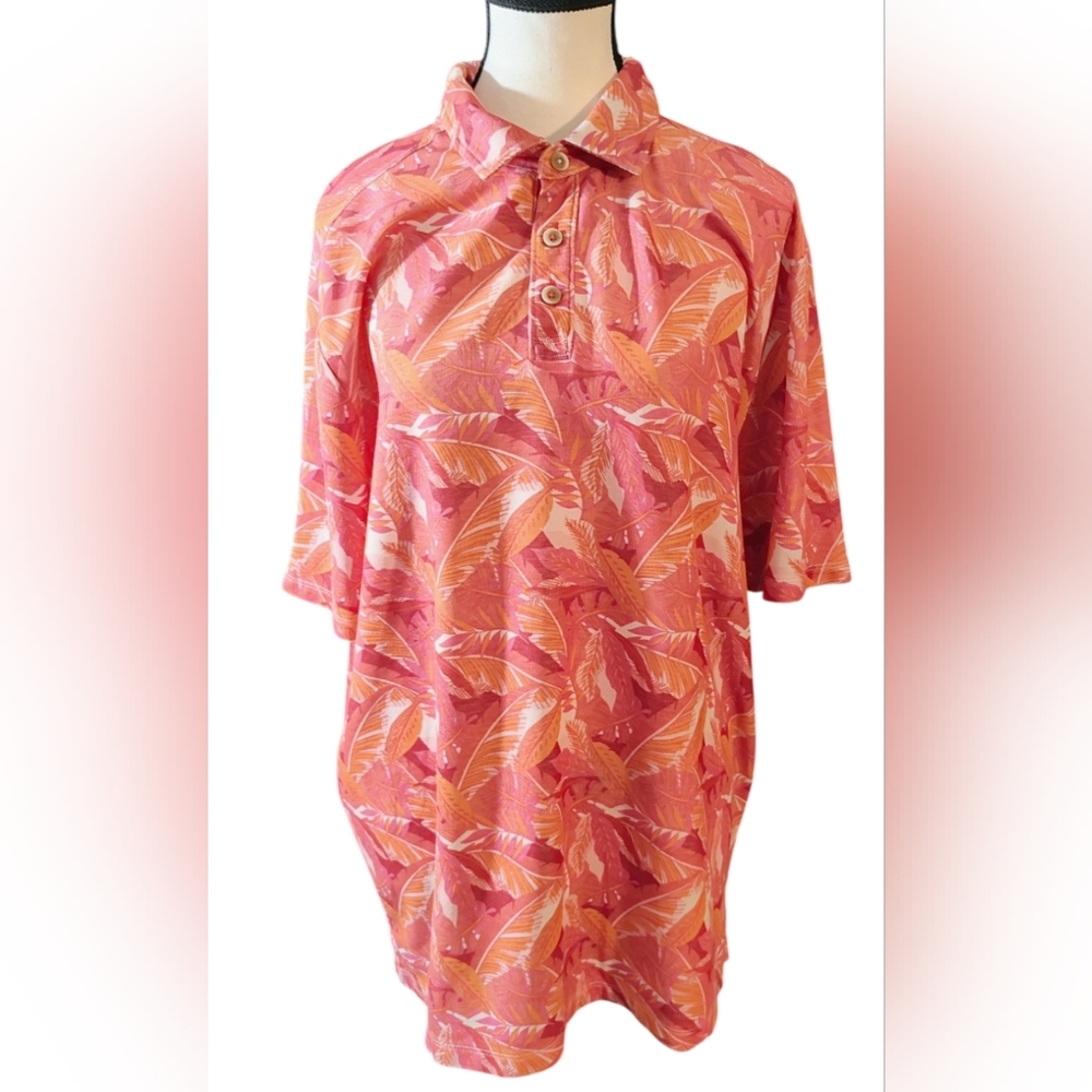 Tommy Bahama Pink and Orange Polo Shirt